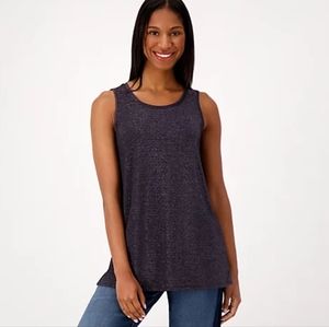 Logo Layers metallic sleeveless top Black
